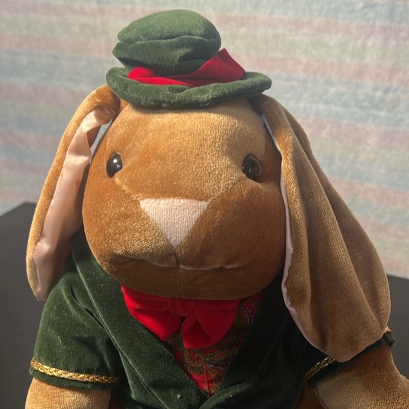 Victorian Velveteen Stuffed Rabbits ( Boy ) Tuxedo Top Hat (Girl) Dress 12 " NWT - Picture 3 of 12